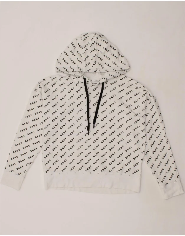 Special Savings DKNY Womens Oversized Graphic Hoodie Jumper UK 10 Small White Cotton