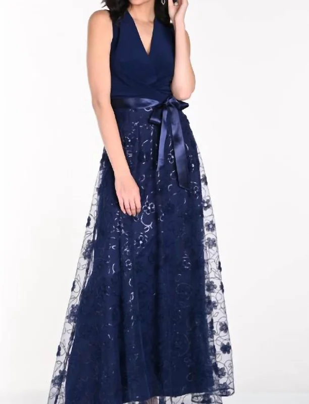 Best Bargains Floral Gown In Navy