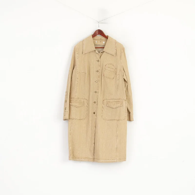 YEAR-End Sale Pretty Mode Paola Joy Women 23 XL Coat Beige Cotton Denim Detailed Buttons