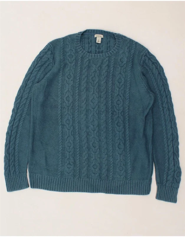 Price Drop Alert L.L.BEAN Womens Crew Neck Jumper Sweater UK 16 Large Green Cotton