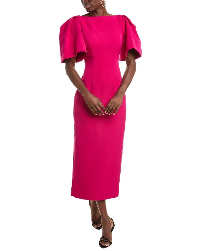 Can't Miss Rene Ruiz Puff Sleeve Crepe Midi Dress