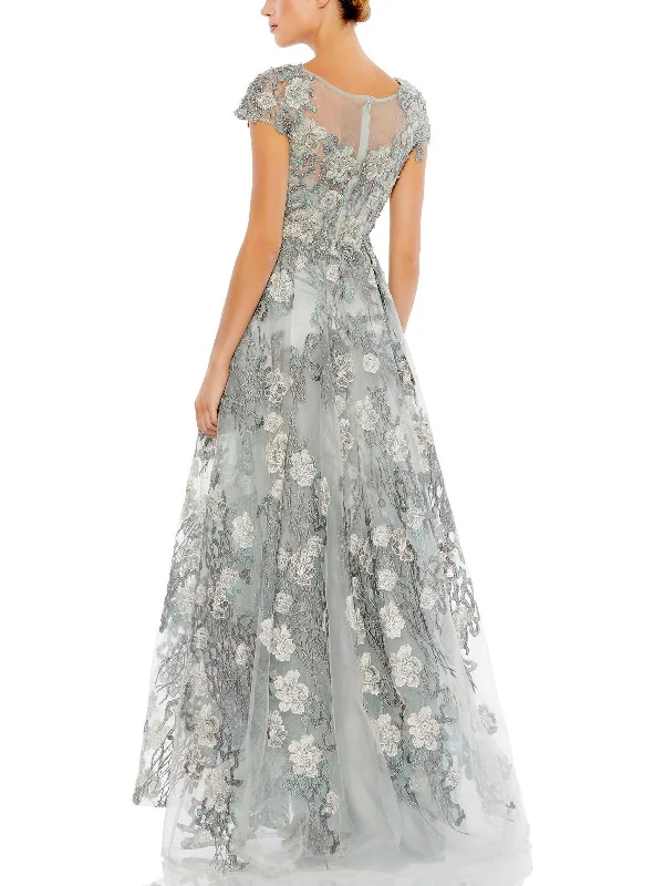 Bargain Prices Womens Embellished Metallic Evening Dress