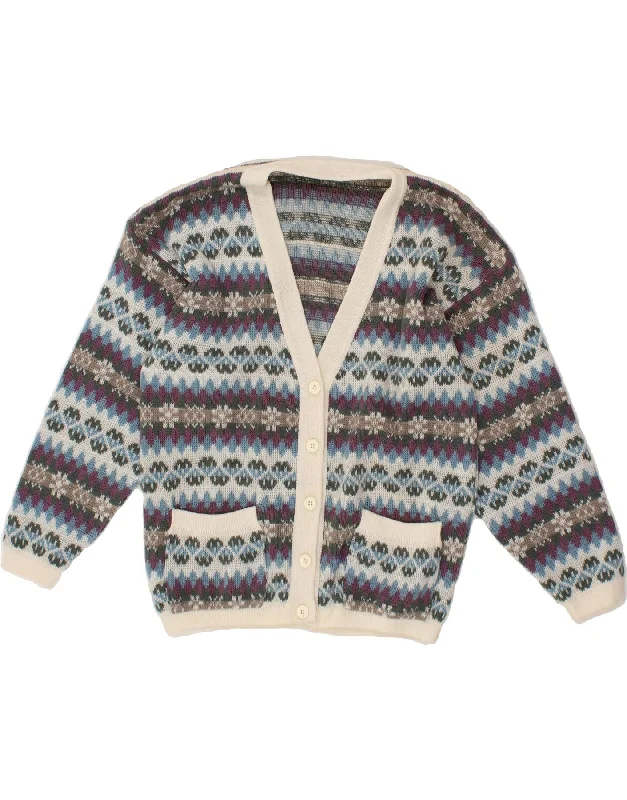 Bargain Prices VINTAGE Womens Cardigan Sweater UK 18 XL Blue Fair Isle