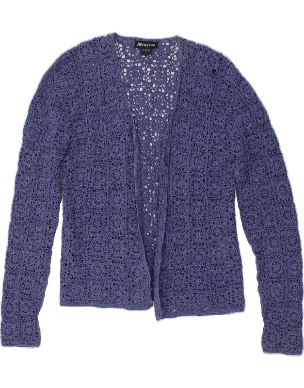 MONSOON Womens Crochet Cardigan Sweater UK 14 Medium  Blue Cotton