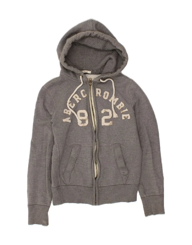 ABERCROMBIE & FITCH Womens Muscle Zip Hoodie Sweater UK 10 Small Grey