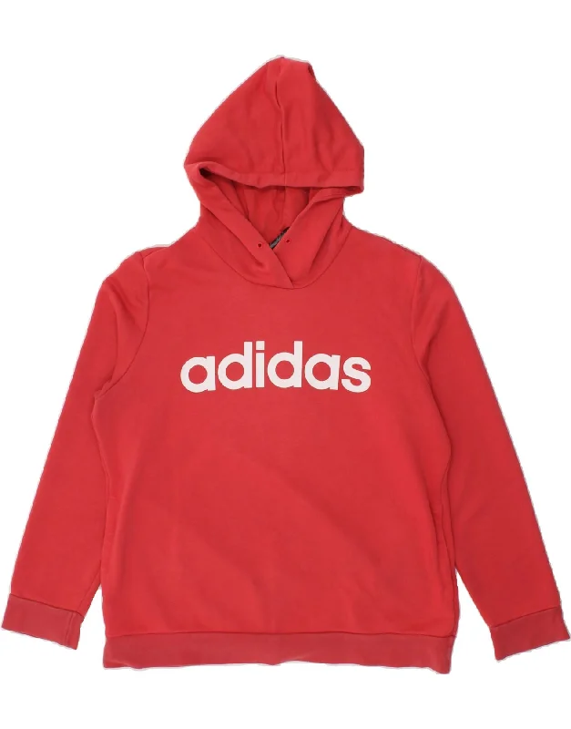 ADIDAS Womens Graphic Hoodie Jumper UK 20/22 XL Red Cotton