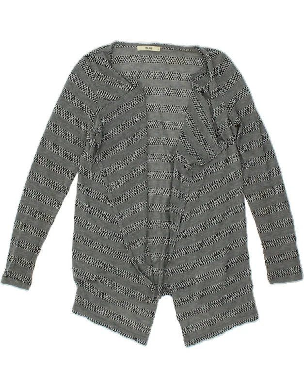 Can't Miss OASIS Womens Cardigan Top UK 10 Small Grey Striped Polyester