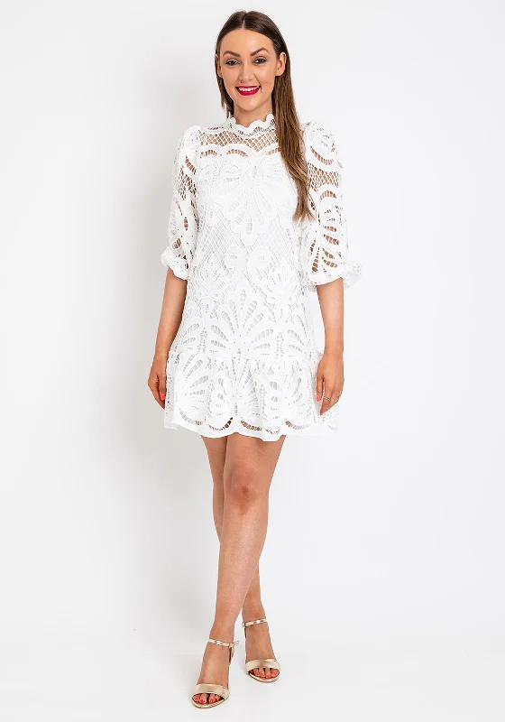 Midnight Sale The Sofia Collection Crochet Mini Fitted Dress, White