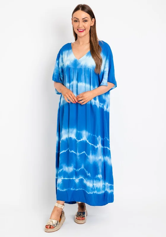 Discount Extravaganza Serafina Collection One Size Tie Dye Maxi Dress, Blue