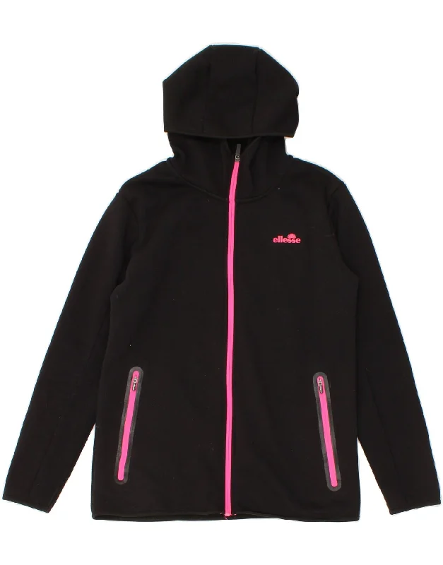 Bargain Prices ELLESSE Womens Zip Hoodie Sweater UK 14 Medium Black Polyester