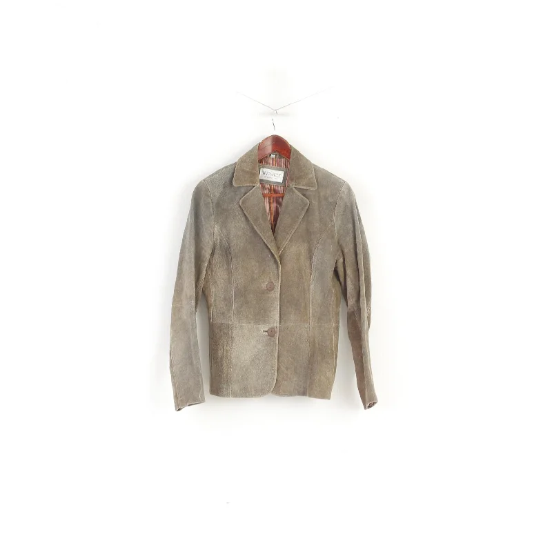 Super Sale Rino & Pelle Women 42 S Jacket Brown Leather italy Vintage Single Breasted Blazer