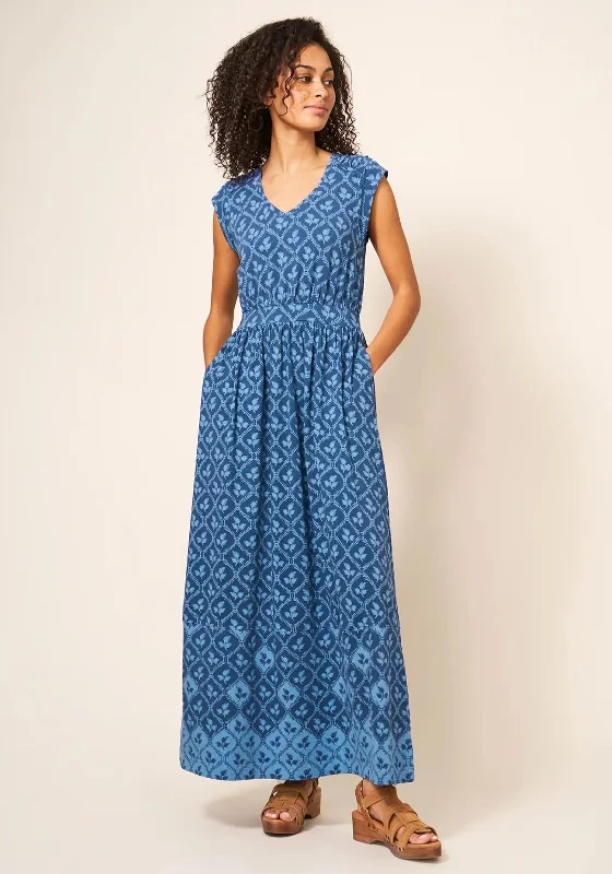 New Deals White Stuff Darcie Print Maxi Dress, Blue