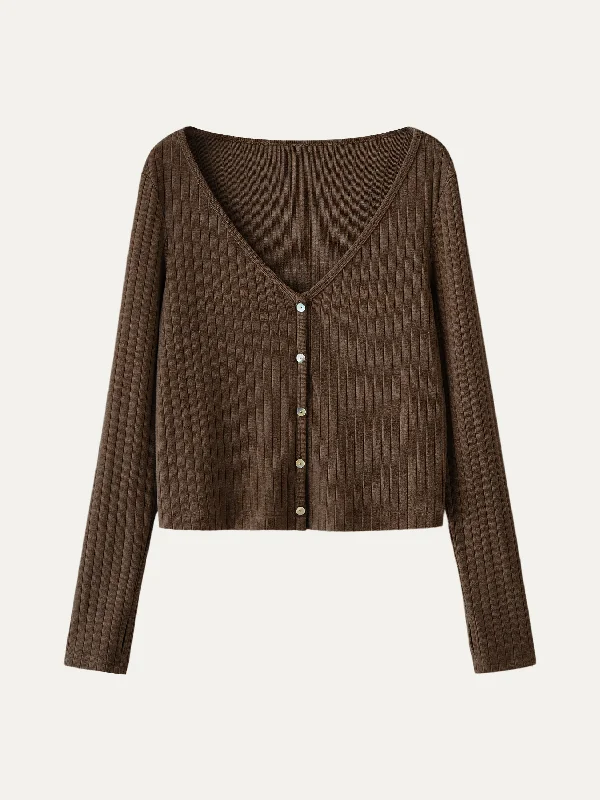 Savings Spectacular Wide Rib V-Neck Cardigan