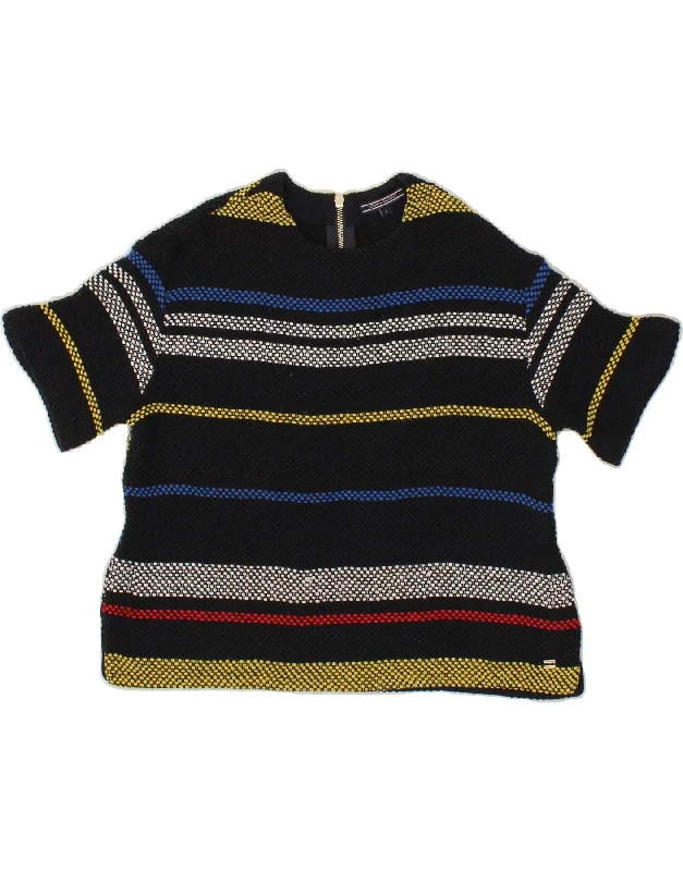 Don't Wait TOMMY HILFIGER Womens Boat Neck Jumper Sweater US 4 Small Black Striped