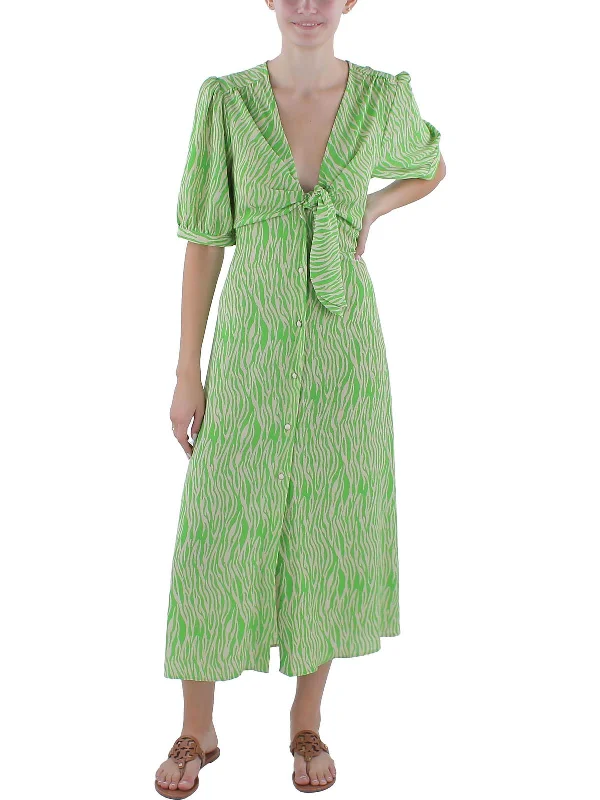 Extra Discounts Womens Tie Front Long Maxi Dress