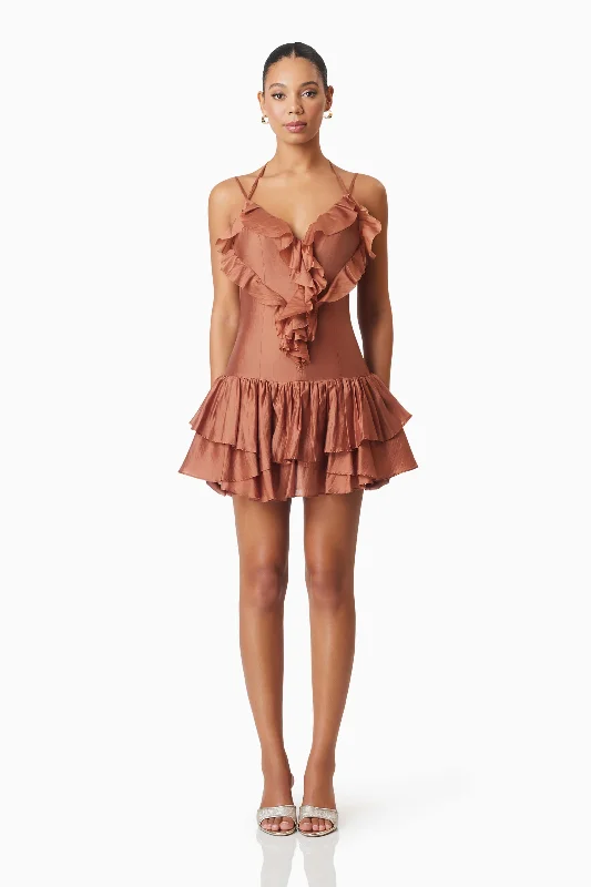 Best Bargains Fauna Party Mini Dress In Brown