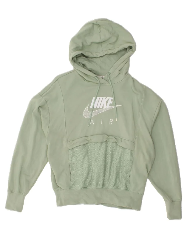 NIKE Womens Oversized Graphic Hoodie Jumper UK 6 XS Green Polyester