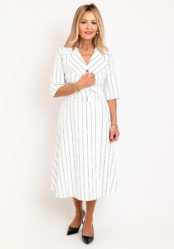 Hurry In Coco Doll Marci Striped Blazer Dress, Cream & Navy