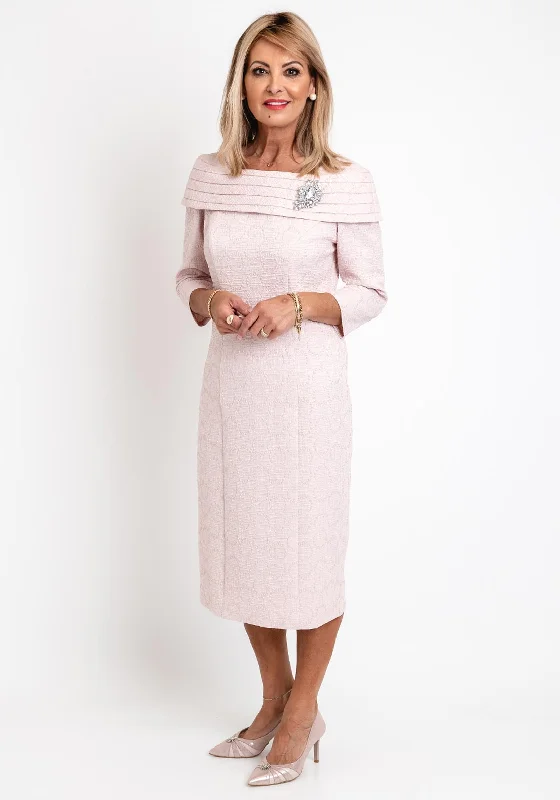 Act Fast Cassandra Bardot Neckline Pencil Midi Dress, Soft Pink