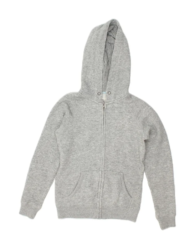 Last Chance JACK WILLS Womens Zip Hoodie Sweater UK 8 Small  Grey Cotton