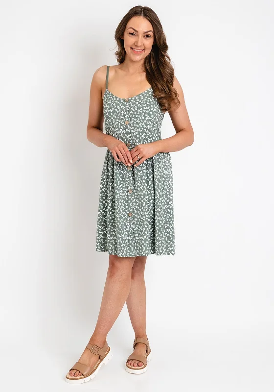 Discount Extravaganza The Serafina Collection One Size Shamrock Print Dress, Khaki