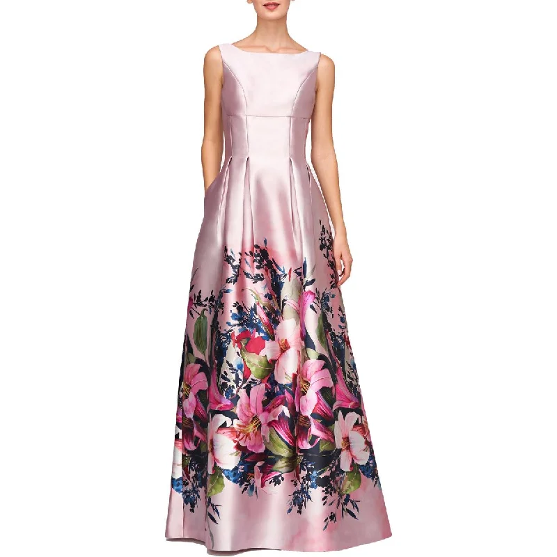 Womens Floral Print Long Evening Dress