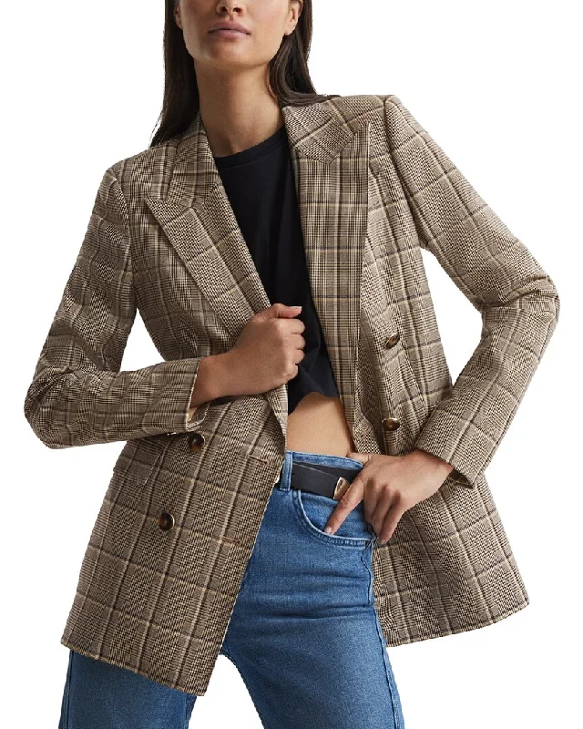 Reiss Sandie Double Breasted Check Blazer