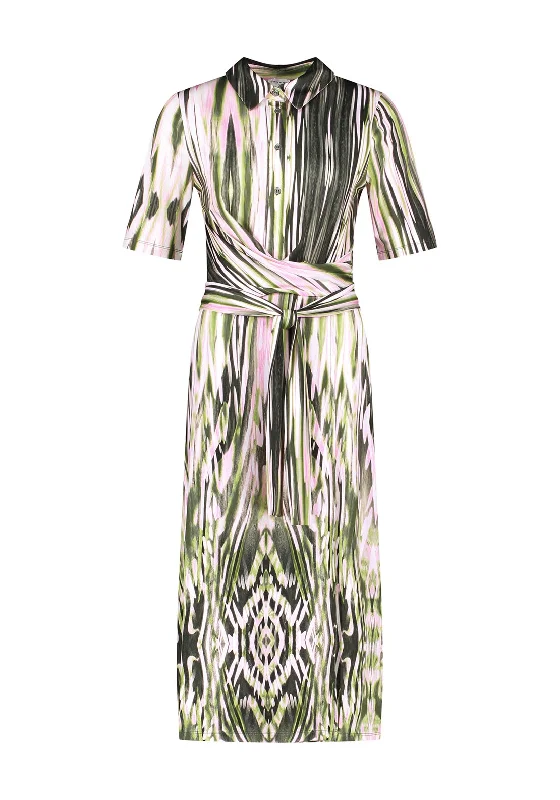 Last Chance Gerry Weber Wrap Waist Printed Midi Dress, Green Multi