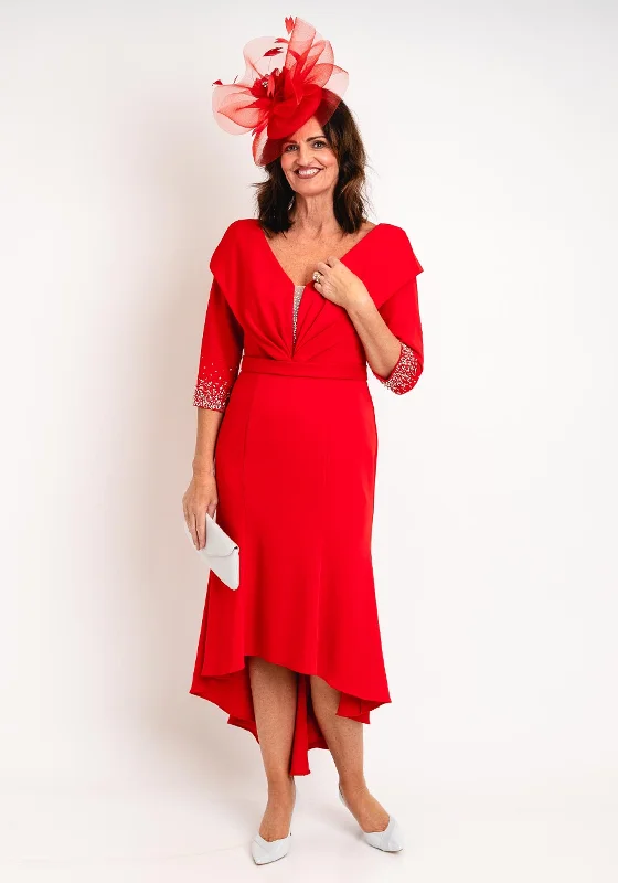 Price Blitz Veni Infantino Mermaid Trim Midi Dress, Poppy Red