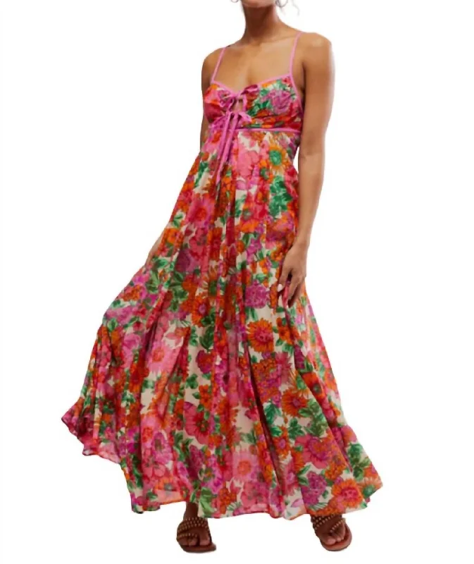 Price Cut Dream Weaver Maxi Dress In Ivory/pink Combo