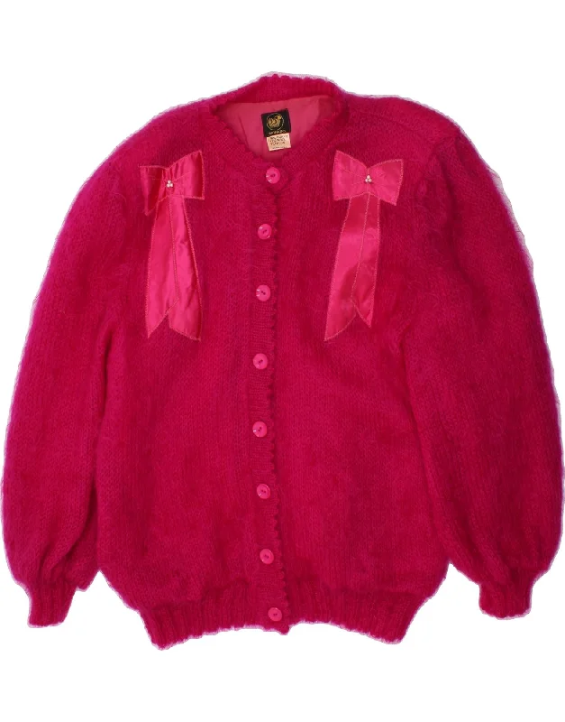 VINTAGE Womens Oversized Cardigan Sweater UK 18 XL Pink Mohair