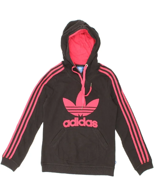 TIME-Limited Offer ADIDAS Womens Graphic Hoodie Jumper UK 10 Small Black Cotton