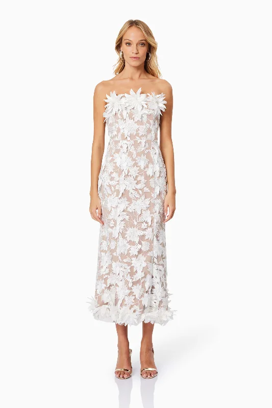 Overstock Valentina Midi Cocktail Dress in White