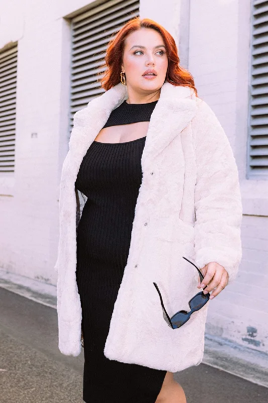 White Faux Fur Longline Coat