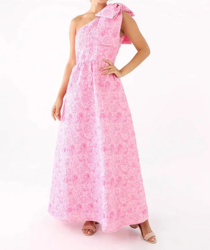 YEAR-End Clearance Caroline Gown In Pink Bubble Jacquard