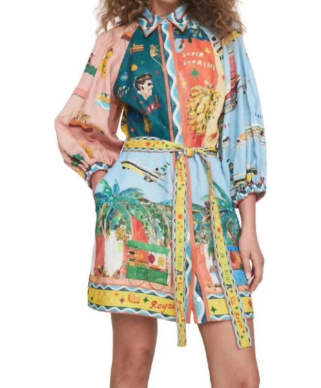 Discount Extravaganza All Aboard Mini Dress In Multicolor