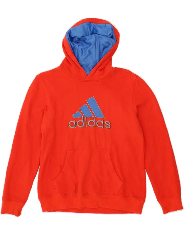 Today’s Special ADIDAS Womens Graphic Hoodie Jumper UK 14/16 Large Orange Cotton