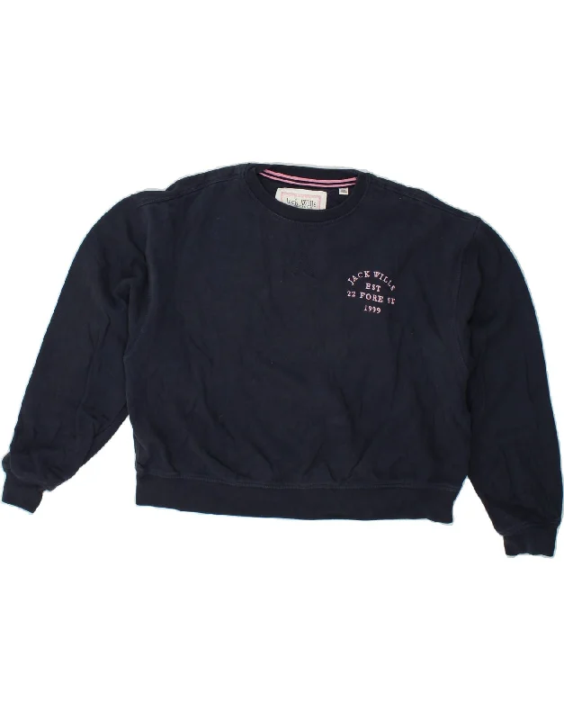 Price Drop JACK WILLS Womens Oversized Crop Sweatshirt Jumper UK 14 Large  Navy Blue