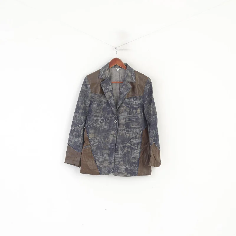 Deal Alert Tilber Women 12 38 M Jacket Navy Cotton Western Vintage Single Breasted Blazer