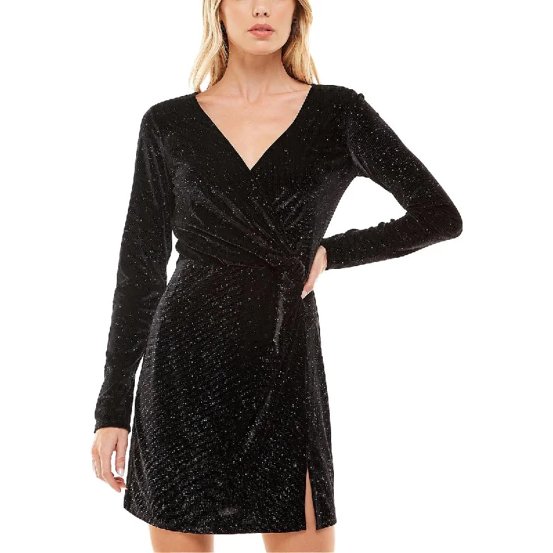 Juniors Womens Glitter Mini Bodycon Dress