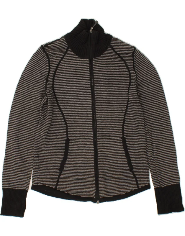 Special Promotion EDDIE BAUER Womens Cardigan Sweater UK 12 Medium Grey Striped Cotton Special Promotion EDDIE BAUER Womens Cardigan Sweater UK 12 Medium Grey Striped Cotton