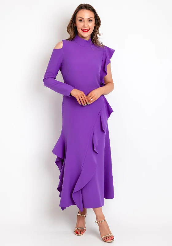 Don’t Miss Out Kameya High Neck Ruffle Detailing Maxi Dress, Lavender