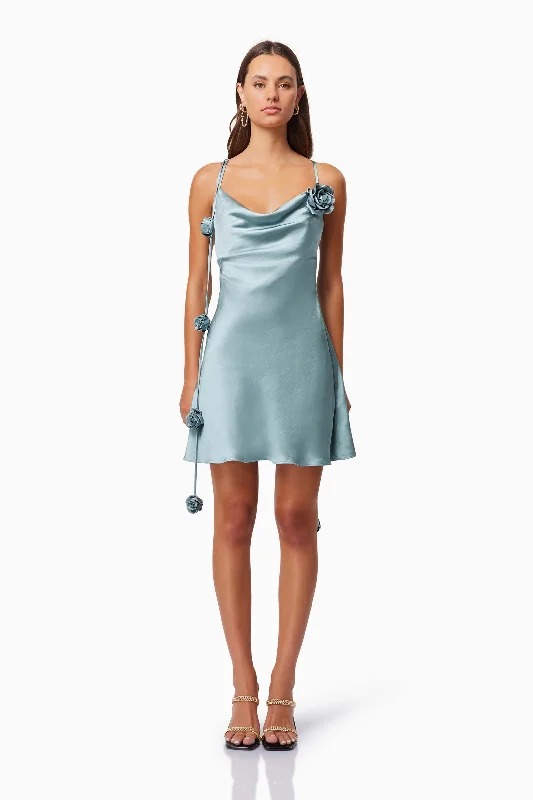 Fantastic Offers Zinnia Cowl Neck Party Mini Dress In Blue