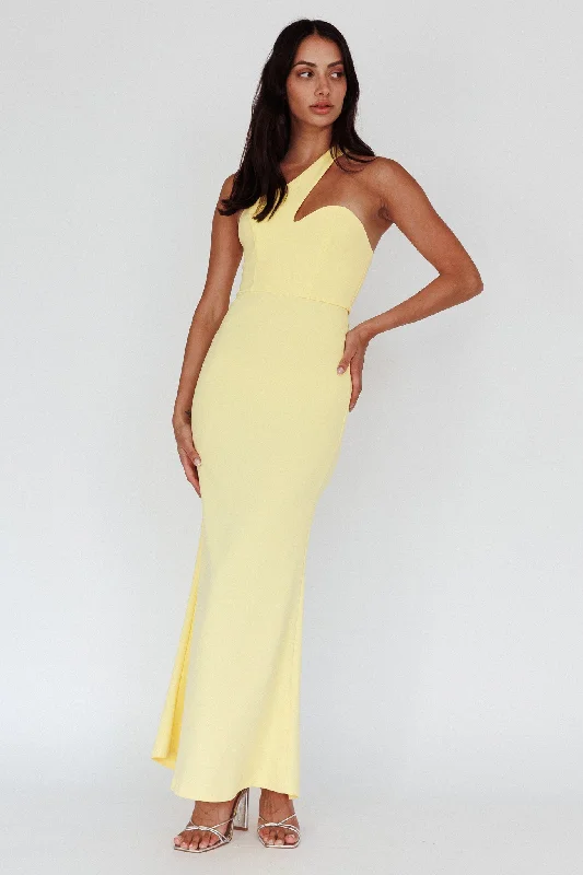 Savings Spectacular Shooting Stars One-Shoulder Maxi Dress Yellow