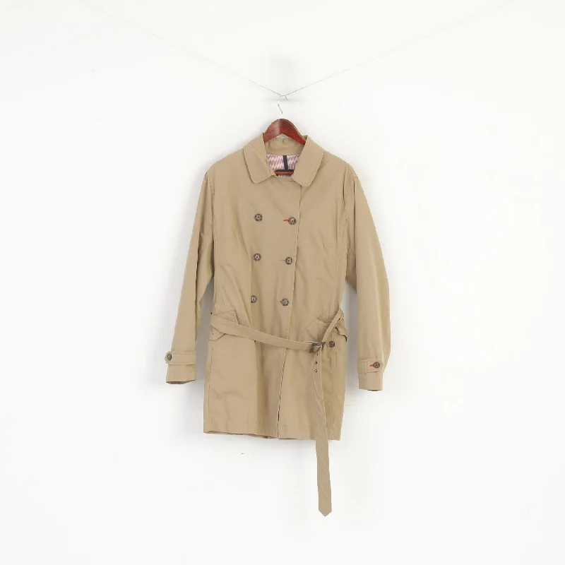 Buy Now Peckott Women L Coat Beige Cotton Trench Double Breasted Belted Classic Top