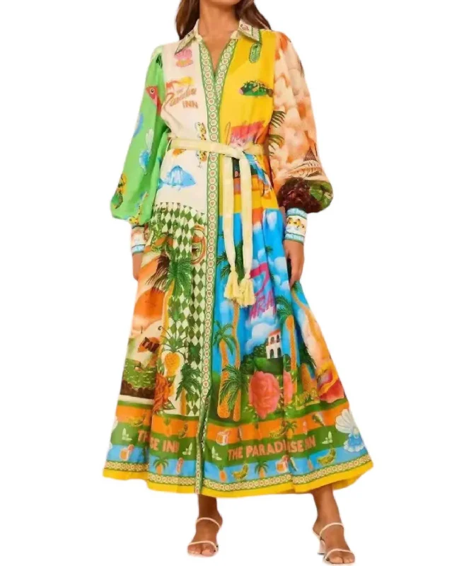 Crazy Deals Resort Maxi Dress In Multi-Colored