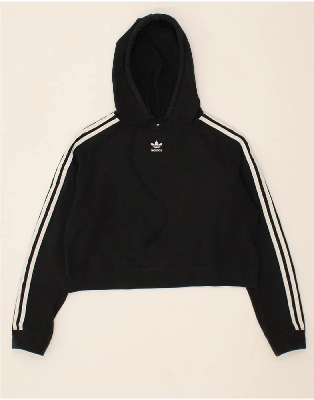 Daily Specials ADIDAS Womens Oversized Crop Hoodie Jumper UK 8 Small  Black Cotton