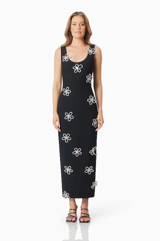 Deal Alert Delia Diamante Midi Dress In Black