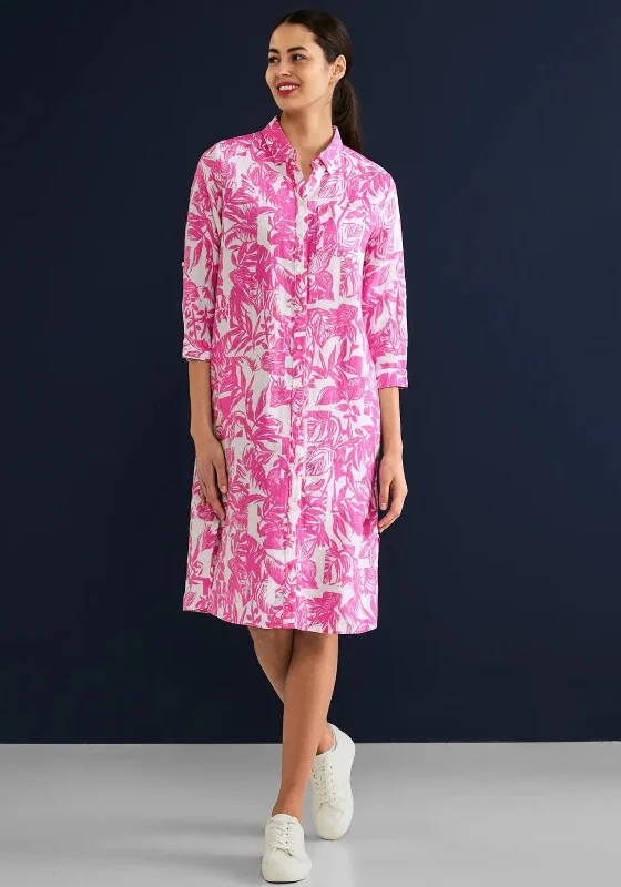 Fantastic Offers Street One Leaf Print Shirt Dress, Pink