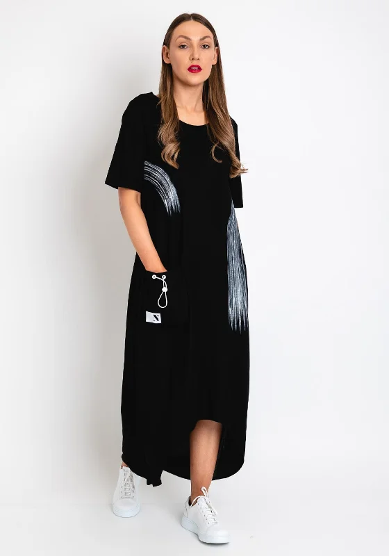 Midnight Madness Naya Brushstroke Print Maxi Dress, Black